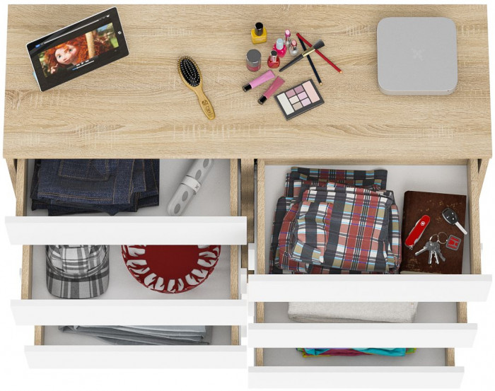 Мори Комод МК1200.10, цвет дуб сонома/белый, ШхГхВ 120,4х41х115 см.