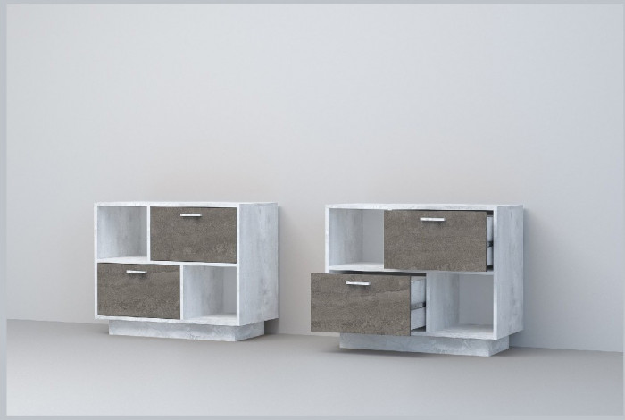 Эго Тумба Т-1 ПД (Глянец Белый/Бетон Светлый)