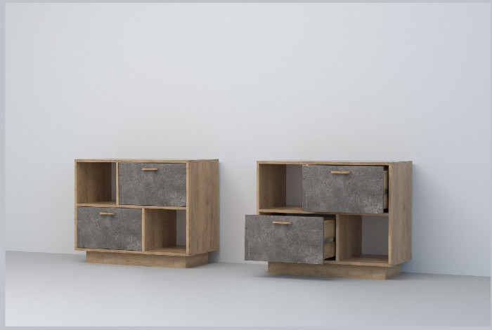 Эго Тумба Т-1 ПД (Глянец Белый/Бетон Светлый)