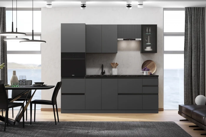 Кухня Техно-6 2,4м Графит/Графит софт