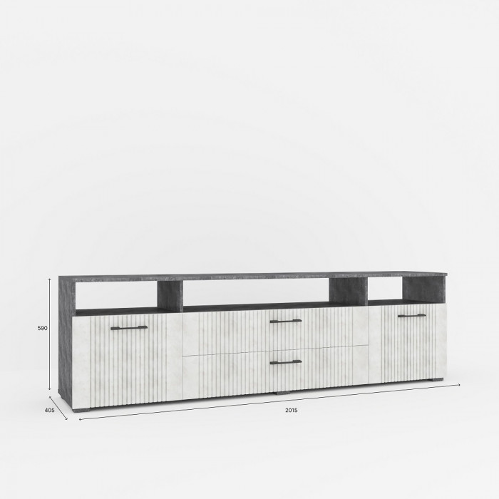 Тумба для ТВ-техники "Денвер" - Бетон спаркс/Перламутр жемчуг