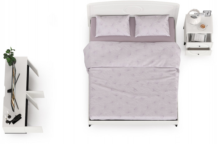 Валенсия Спальня № 11, цвет ЛДСП белый шагрень/чёрный/МДФ белый шагрень, ортопед есть, сп. м. 1600х2000 мм., б/м