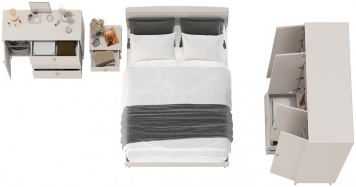 Афина Спальня 30-1400, цвет кашемир серый, сп.м. 1400х2000 мм., б/м, основание есть - фанера