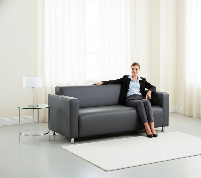 Диван прямой Томи, 160 см, экокожа, темно-серый