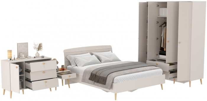 Афина Спальня 30-1600, цвет кашемир серый, сп.м. 1600х2000 мм., б/м, основание есть - фанера