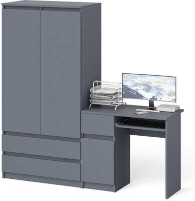 Мори компьютерный стол МС-1 левый + Шкаф МШ900.1, графит