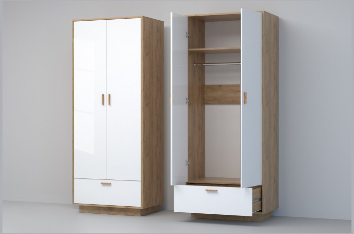 Модульная прихожая ЭГО 1 (Белый глянец/Дуб Крафт Золотой)