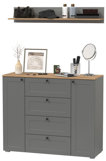 Остин Прихожая 72, серый графит/дуб крафт золотой