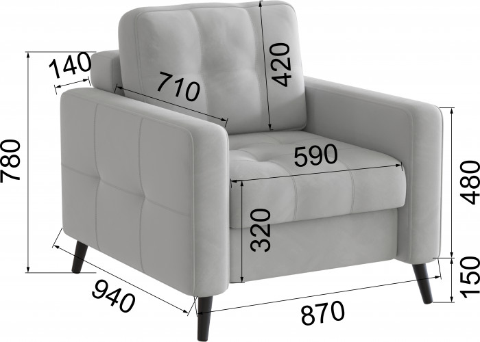 Кресло Лира, Светло-серый