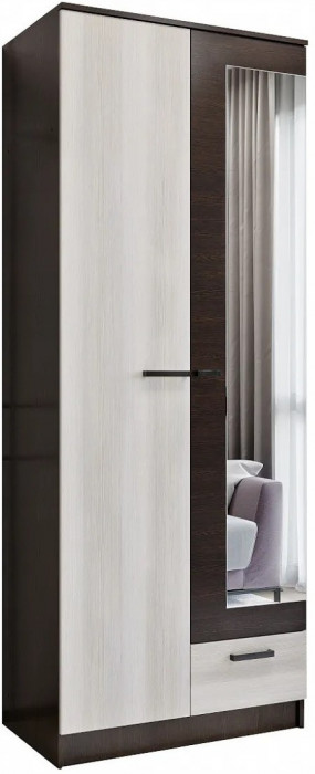 Адель Шкаф 0,8 платяной (Дуб Вотан / Белый глянец)