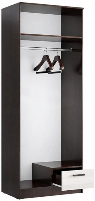 Адель Шкаф 0,8 платяной (Дуб Вотан / Белый глянец)