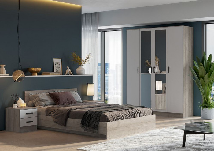 мс для спальни Ронда КР-160 (без основания) дуб крафт серый/дуб крафт серый