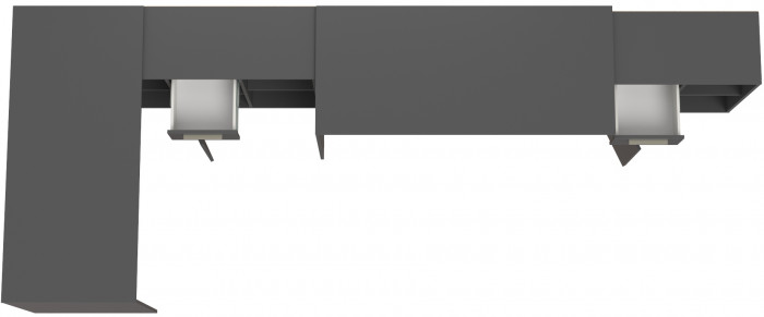 Лайт Стол письменный 03.245.01 + 03.245.01, цвет тёмно-серый, ШхГхВ 342,9х136,2х75,2 см.(угловой) или 407,4х60х75,2 см.(прямой), универсальная сборка