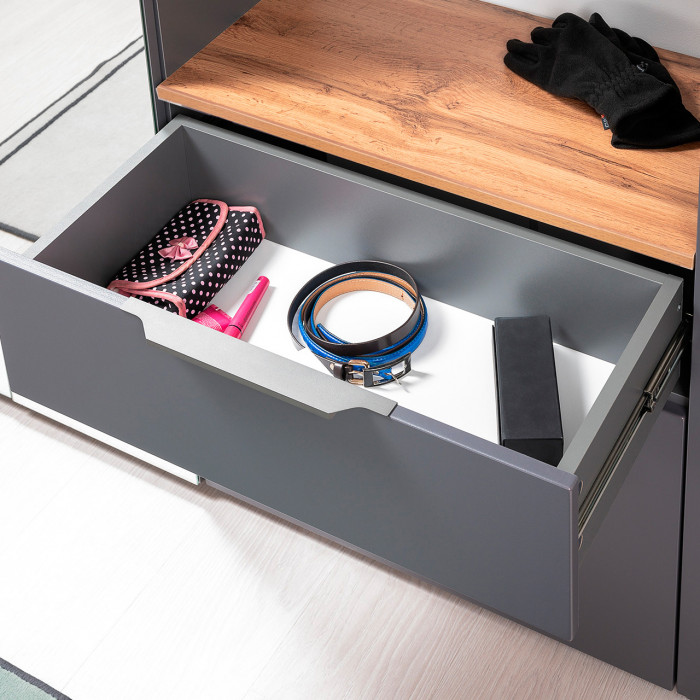 Октава Прихожая 41, цвет серый графит/дуб крафт золотой/фасады МДФ серый графит, ШхГхВ 194,7х35,4х197 см., универсальная сборка