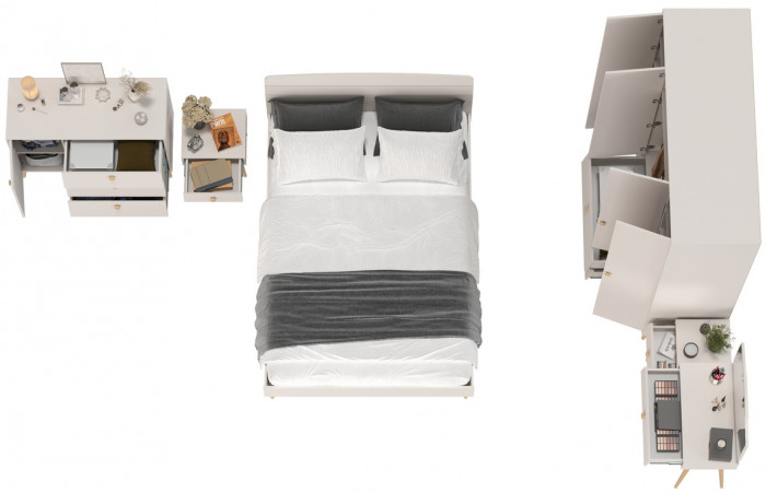 Афина Спальня 31-1400, цвет кашемир серый, сп.м. 1400х2000 мм., б/м, основание есть - фанера