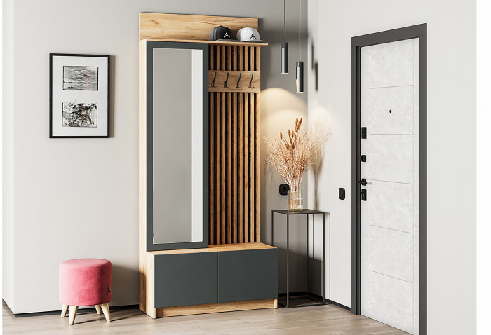 Вешалка Стоуби, дуб крафт/графит