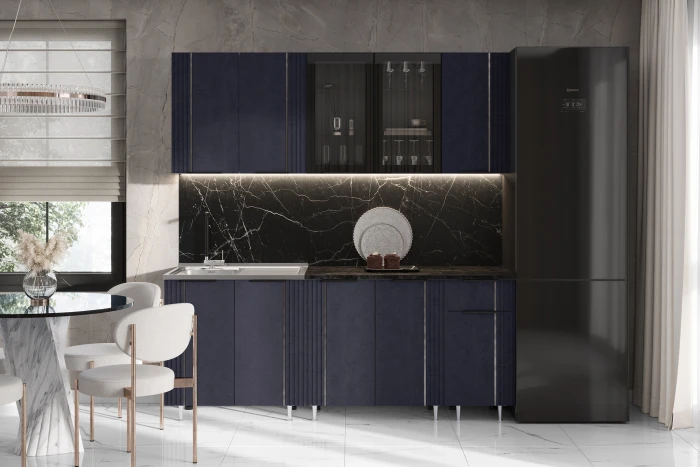 Кухня Виктория 2,0м Пластер индиго/графит