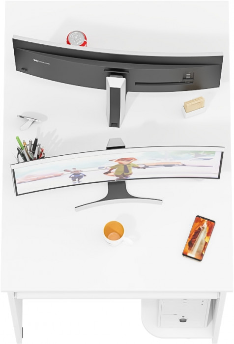 Два стола компьютерных С-МД-СК11-1, цвет белый шагрень, ШхГхВ 149,2х50х75 см., НЕ универсальная сборка