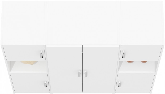 Шкаф С-МД-СК9Ш+Пенал С-МД-СК9П+Пенал С-МД-СК9П, цвет белый шагрень, ШхГхВ 156х45х160 см., универсальная сборка