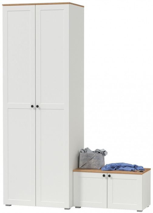 Остин Прихожая 06, белый шагрень/дуб крафт золотой