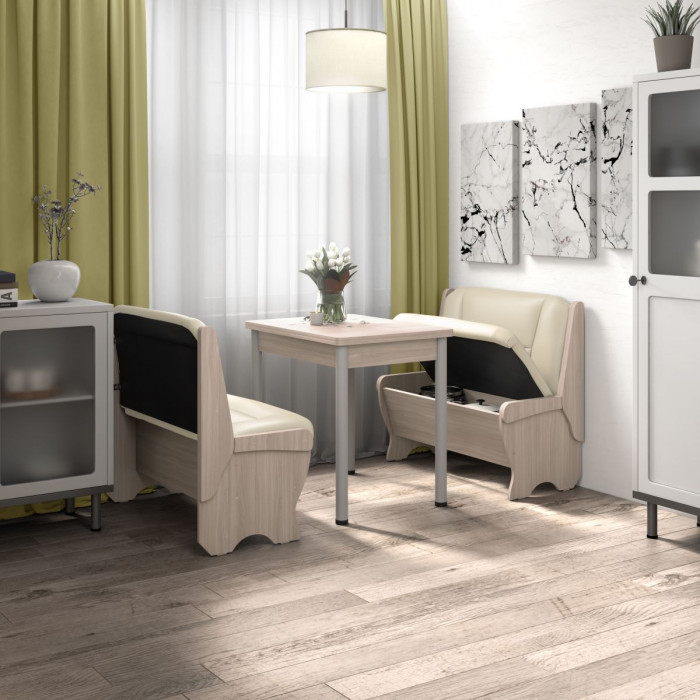 Кухонный набор скамья 950 Лотос - стол Ирис / ясень светлый/крем