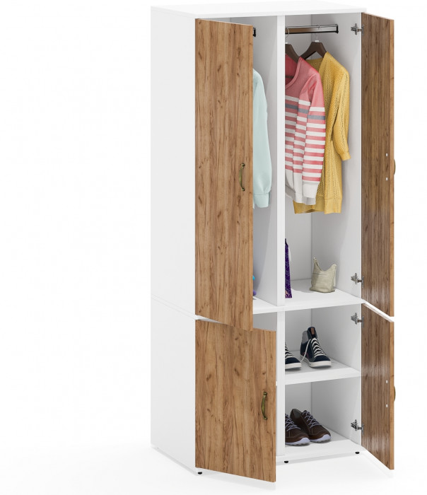 Лидер-8 Пенал МД 23Б 2 шт., цвет белый шагрень/крафт золото, ШхГхВ 80х50х190 см., универсальная сборка