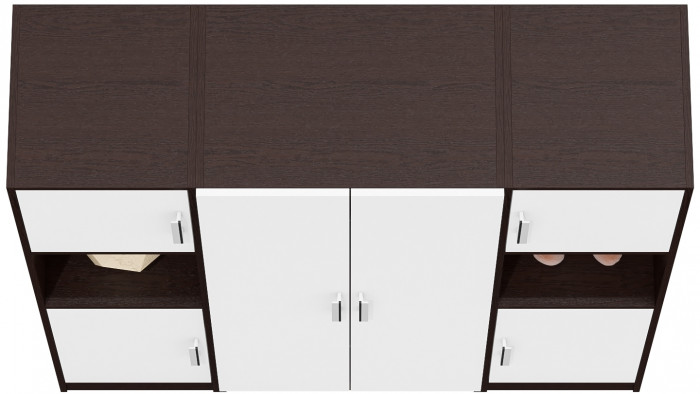Шкаф С-МД-СК9Ш+Пенал С-МД-СК9П+Пенал С-МД-СК9П, цвет венге/белый шагрень, ШхГхВ 156х45х160 см., универсальная сборка