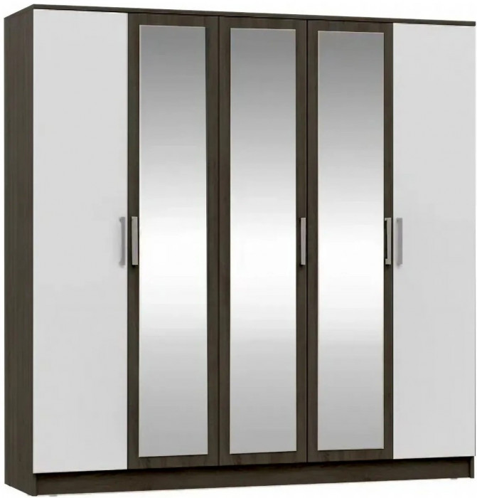 Мартина Шкаф для одежды 5-дверный (Белый глянец, Дуб Сонома)