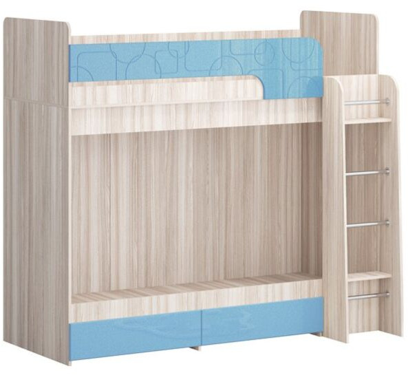 Двухъярусная кровать Бемби МДФ NEW, ясень (Ваниль матовая, Ясень шимо светлый)