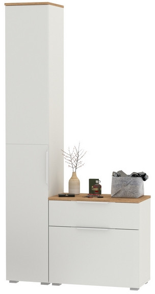 Октава Прихожая 13, белый шагрень/дуб крафт золотой/фасады МДФ белый шагрень