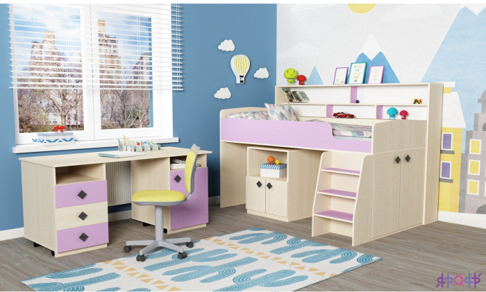 Кровать-чердак Малыш 5 (Винтерберг/Лайм)