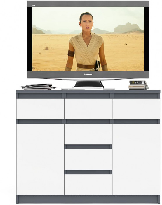 Мори Комод МК1200.4, цвет графит/белый, ШхГхВ 120,4х41х94 см.