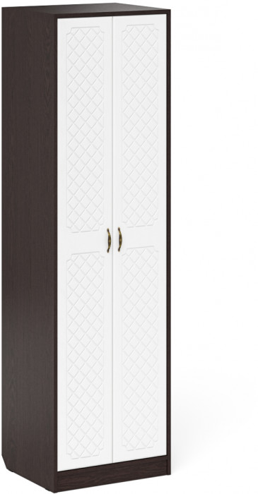 Прихожая П-6 Шкаф, цвет венге/фасады МДФ белое дерево фрезеровка ромб, ШхГхВ 60х50х210 см.