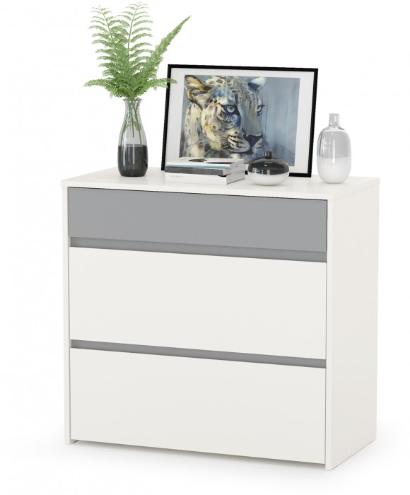 Торонто 12.149 Стол + 13.321 Комод + 16.475 Полка, цвет белый шагрень/стальной серый, ШхГхВ 200х53,1х150 см., универсальная сборка