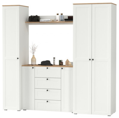 Остин Прихожая 75, белый шагрень/дуб крафт золотой