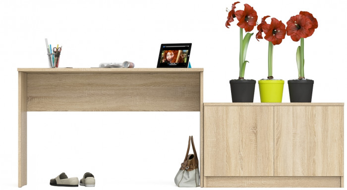 Мори Стол письменный МСП1200.1 + Тумба МА900.1, цвет дуб сонома, ШхГхВ 210,8х50,4х76,6 см., универсальная сборка