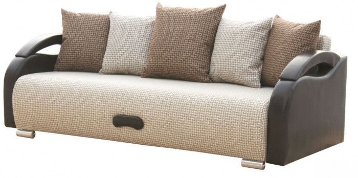 Диван еврокнижка Юпитер рогожка бежевая 5 подушек