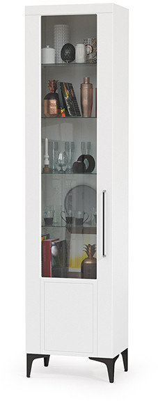 Валенсия Гостиная 13.218 Шкаф-пенал, ЛДСП белый шагрень/МДФ белый шагрень