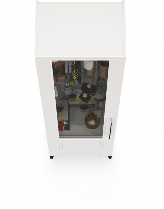 Валенсия Гостиная 13.218 Шкаф-пенал, ЛДСП белый шагрень/МДФ белый шагрень