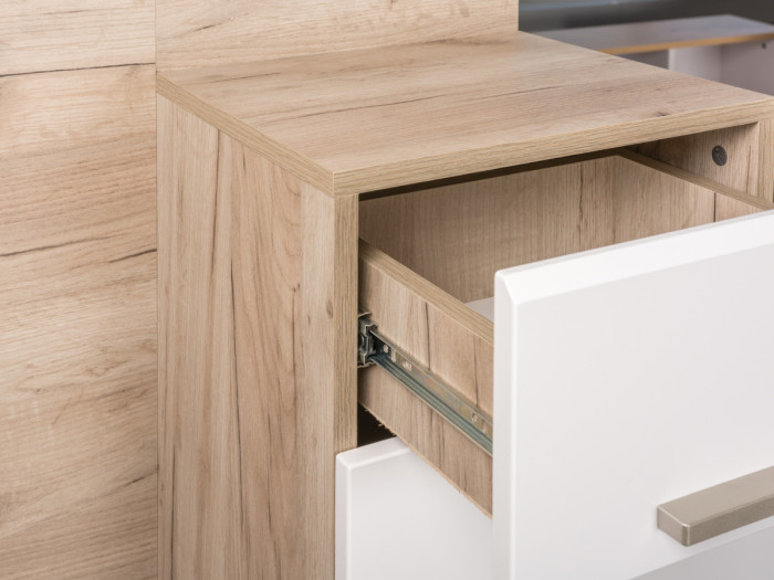 Лайн Прихожая № 05, дуб крафт серый/фасады МДФ белый глянец