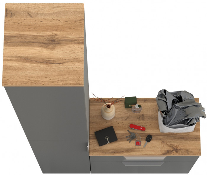 Октава Прихожая 13, серый графит/дуб крафт золотой/фасады МДФ серый графит