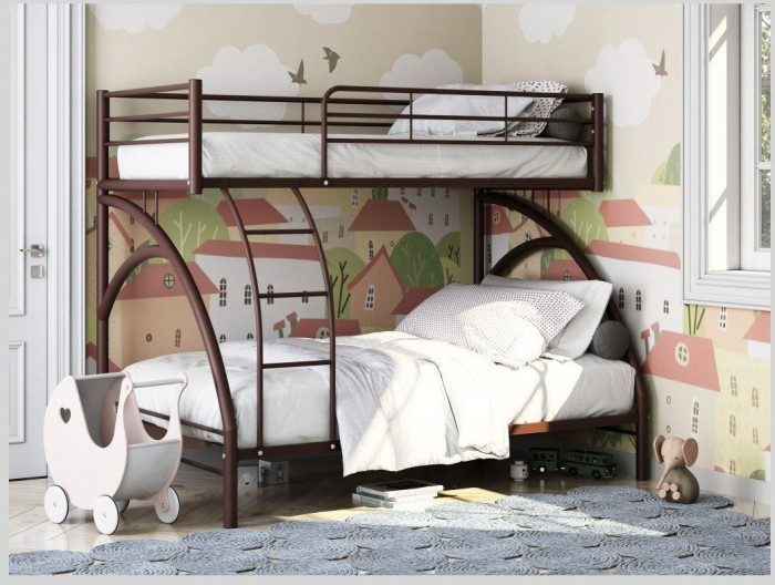 Двухъярусная кровать Виньола-2 (с укороченной лестницей) (Слоновая кость)