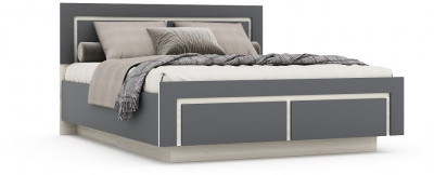 Кровать 160х200 "Ривьера" №1 с щитовым основанием - Ясень снежный/Графит