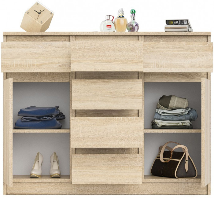 Мори Комод МК1200.4, цвет дуб сонома, ШхГхВ 120,4х41х94 см.