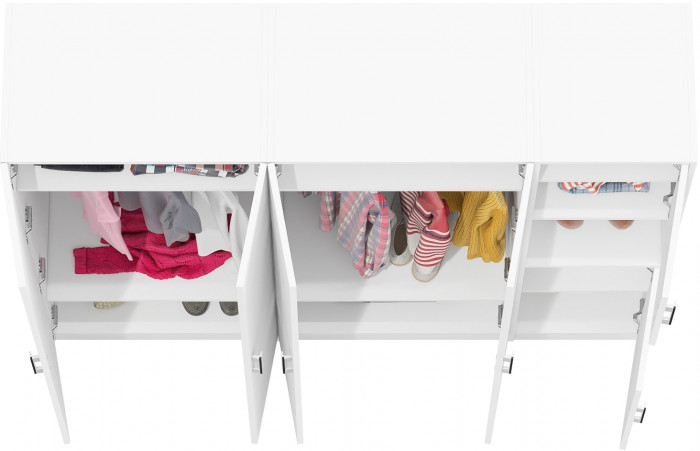 Шкаф С-МД-СК9Ш+Пенал С-МД-СК9П+Шкаф С-МД-СК9Ш, цвет белый шагрень, ШхГхВ 183х45х160 см., универсальная сборка