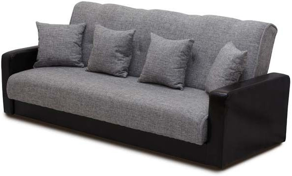 Раскладной диван-кровать, прямой, книжка, цвет серо-черный, кожа/рогожка, Лондон 120х190