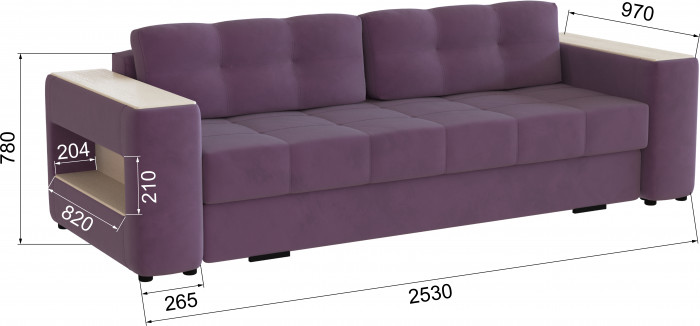 Диван раскладной Доро, винный/мдф клен кремовый