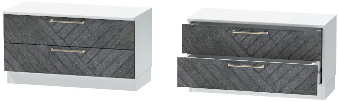 Тумба-5 прикроватная напольная "Иннэс-7", Белый/Бетон графит