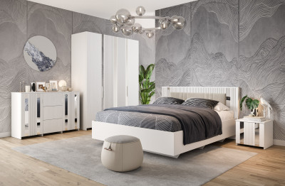 Модульная спальня "Харди", композиция 1 - Белый текстурный/Ясень белый