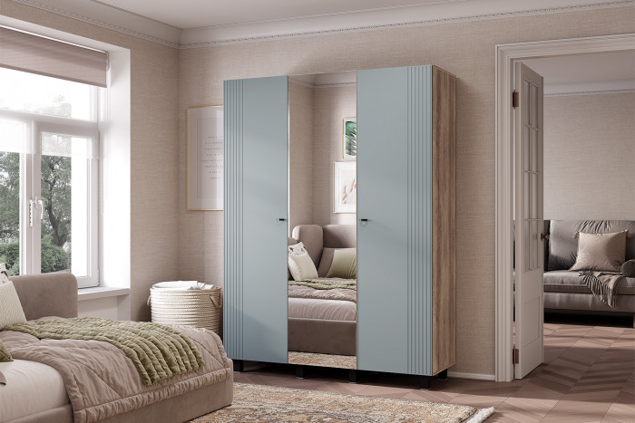 Шкаф 3-х створчатый "Олива" ШК-08 Дуб каньон/MF11 Шарли бриз